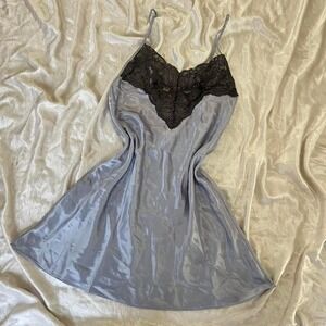 Vintage 90s Black grey lace slip dress size small fairy Whimsygoth Loungewear
